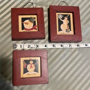 Unknown Brand Red Wooden Snowman Wall Art Set of 3
